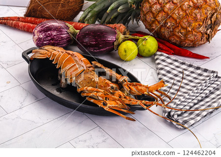 Luxury expensive boiled spiny lobster Luxury expensive boiled spiny lobster 124462204