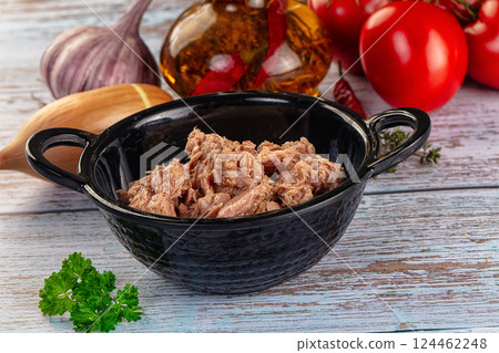 Canned tuna fish in olive oil 124462248