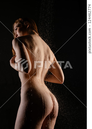 Naked woman with naked body art 124462774