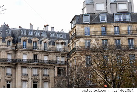 The Elegant and Iconic Parisian Architecture Enhanced by Beautiful Classic Balconies The Elegant and Iconic Parisian Architecture Enhanced by Beautiful Classic Balconies 124462894