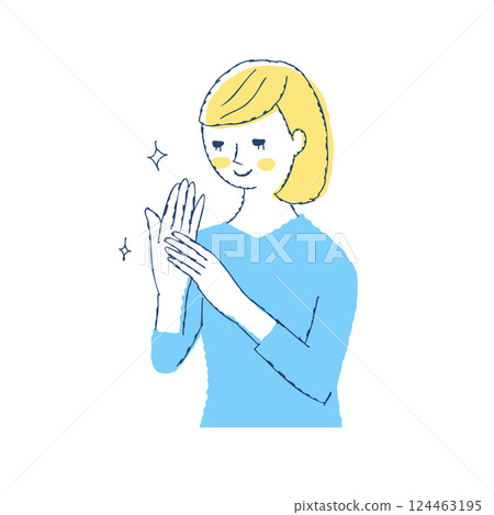 手部護理:女人看著她美麗的雙手 手部護理:女人看著她美麗的雙手 124463195