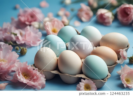 Colorful Easter eggs background 124463235