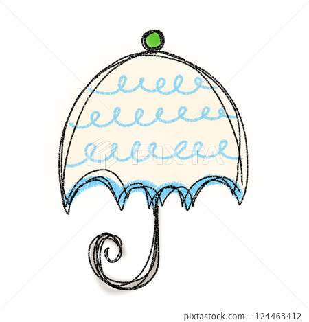 手繪彩色（淺藍色、奶油色）圓頂傘插圖 124463412