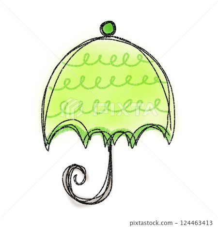 手繪彩色（綠色）圓頂傘插圖 124463413