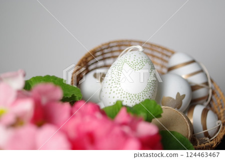 復活節彩蛋和鮮花 復活節彩蛋和鮮花 124463467