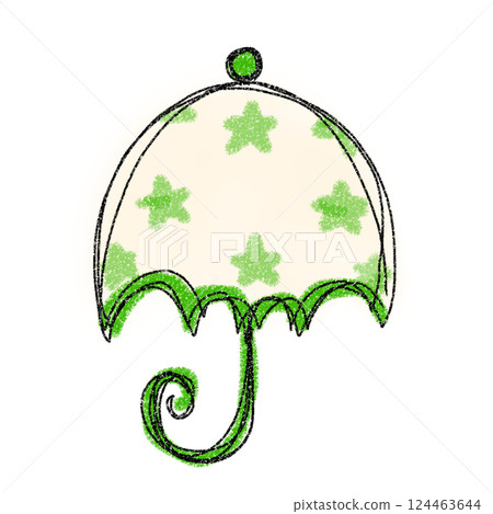 Green star pattern umbrella illustration Green star pattern umbrella illustration 124463644