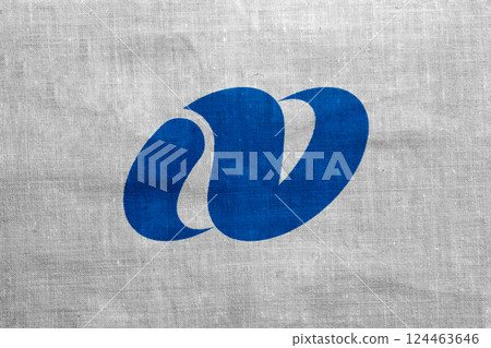 Official flag of Nagasaki. Prefecture in Japan. Conceptual collage on fabric texture 124463646