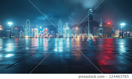 Night view of Hong Kong skyline 124463765