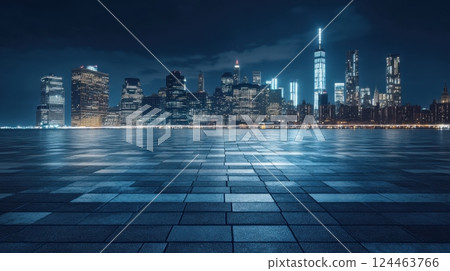 City skyline illuminated at night 124463766