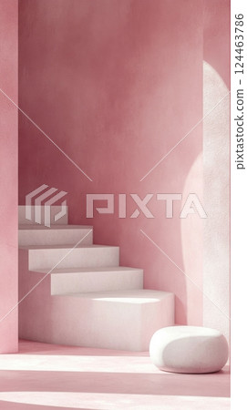 Stunning pink interior with steps 124463786