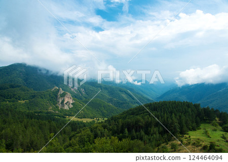Mountain landscape in the Rhodope Mountains, Bulgaria, Europe Mountain landscape in the Rhodope Mountains, Bulgaria, Europe 124464094