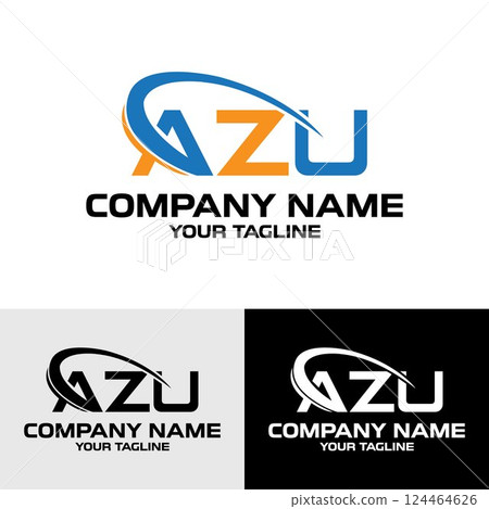 Initial AZU letter modern typography swoosh logo design template Initial AZU letter modern typography swoosh logo design template 124464626