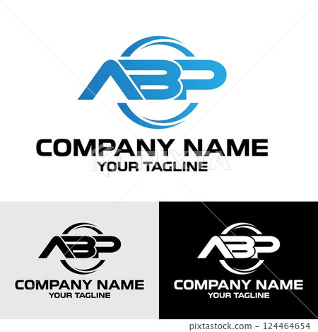 Initial ABP letter modern typography swoosh logo design template 124464654