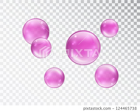 Pink bubbles on transparent background	 124465738