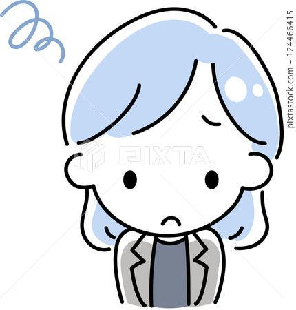 一位穿著西裝、憂心忡忡的女人的插圖 124466415