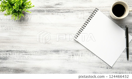 Top view of a desk 124466432