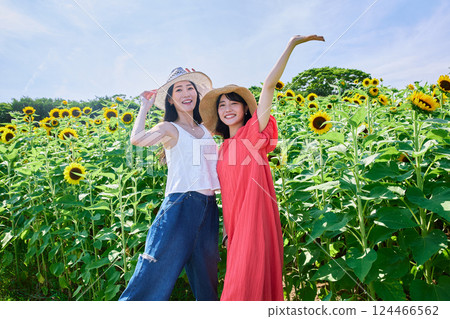 Sunflower field and women 124466562