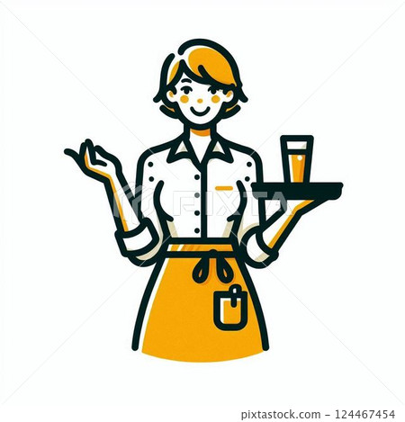 Illustration material of a woman wearing an apron 124467454