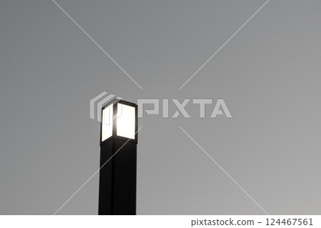 花園燈光照亮了寧靜的夜晚 124467561