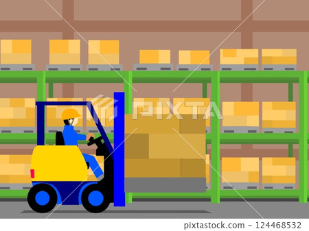 倉庫裡的叉車 124468532