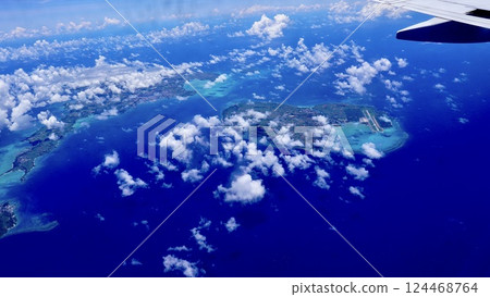 Miyako Island and Irabu Island photographed from an airplane Miyako Island and Irabu Island photographed from an airplane 124468764