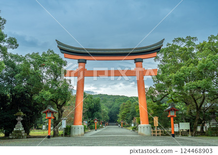 Torii gate of Usa Jingu Shrine, the head shrine of the Hachiman Shrines, Usa City, Oita Prefecture 124468903
