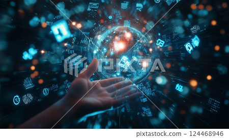 未來界面與數位地球的表示 124468946