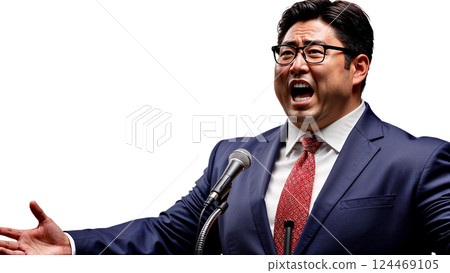 Man giving a determined speech 124469105