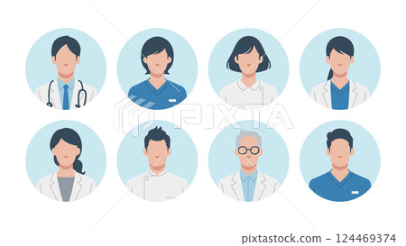 一組醫務人員面孔 124469374