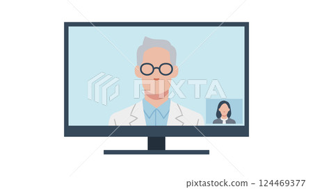 使用桌上型電腦進行線上醫療諮詢 124469377