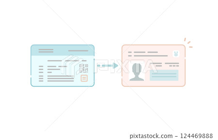 Illustration of linking and switching your health insurance card to your My Number card (vector, flat) 124469888