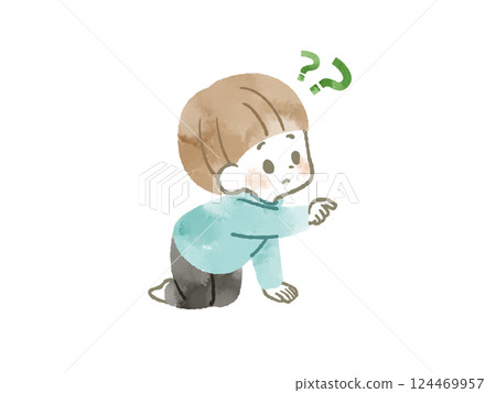 A boy touching something curiously - watercolor 124469957