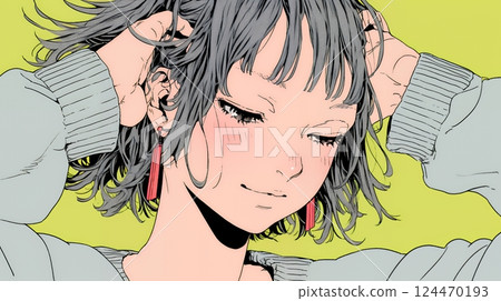 女人苦笑(感到尷尬、困惑、自嘲、內心矛盾) 女人苦笑(感到尷尬、困惑、自嘲、內心矛盾) 124470193