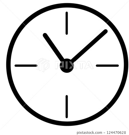 Round analog clock icon (line drawing, simple / monochrome, transparent background) 124470628