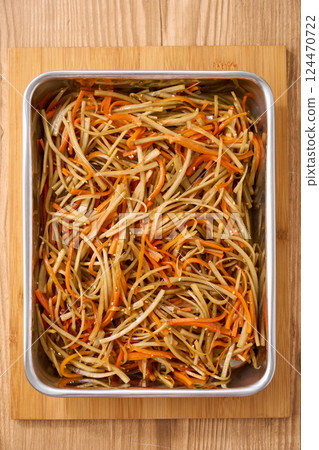 Kinpira burdock in a tray | Prepared side dish 124470722