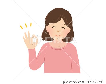 Vector illustration of a woman giving an OK sign 124470795