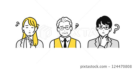 A simple icon set of a boss and subordinate with a worried expression 124470808