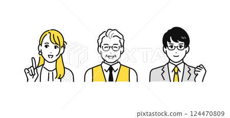 A simple icon set of a boss and subordinate who are happy that the problem has been solved A simple icon set of a boss and subordinate who are happy that the problem has been solved 124470809