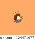 girl wearing a beret 124471077