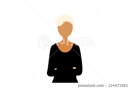 A simple illustration of a woman in a black shirt with her arms crossed A simple illustration of a woman in a black shirt with her arms crossed 124471981