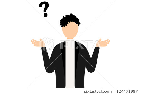 A simple illustration of a man wearing a black jacket having a question A simple illustration of a man wearing a black jacket having a question 124471987
