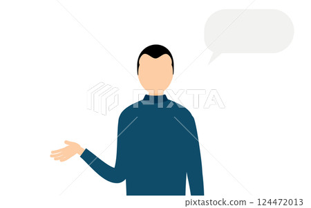 一位身穿藍色高領毛衣的男士在說話的簡單插圖 一位身穿藍色高領毛衣的男士在說話的簡單插圖 124472013