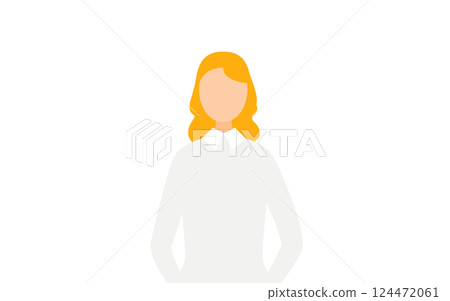 A simple illustration of a woman wearing a gray sweater 124472061