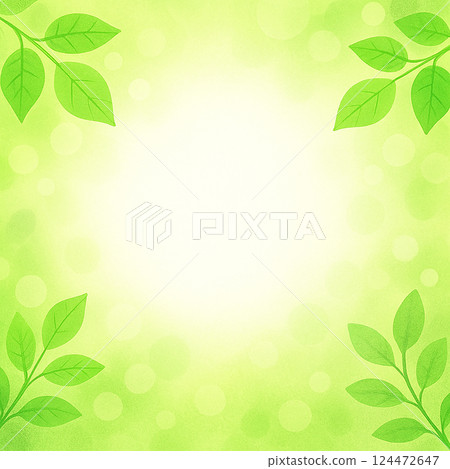 Fresh green background | A soothing green frame made of leaves and light 124472647