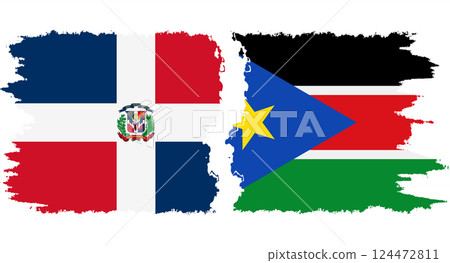 South Sudan and Dominican Republic grunge flags connection vector 124472811