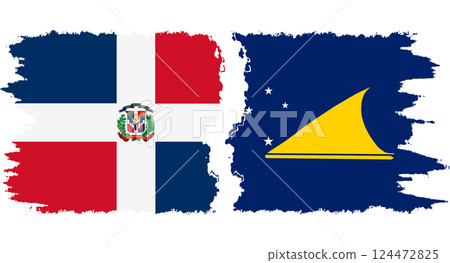 Tokelau and Dominican Republic grunge flags connection vector Tokelau and Dominican Republic grunge flags connection vector 124472825