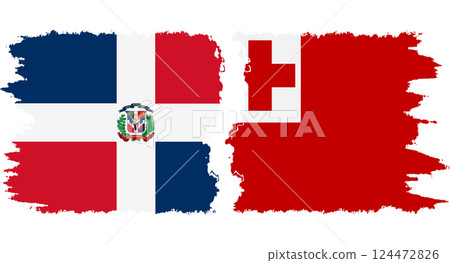 Tonga and Dominican Republic grunge flags connection vector Tonga and Dominican Republic grunge flags connection vector 124472826