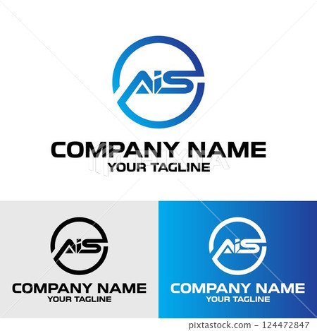 Initial AIS letter modern typography rounded circle logo design template Initial AIS letter modern typography rounded circle logo design template 124472847