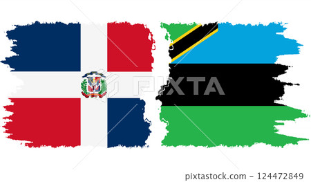 Zanzibar and Dominican Republic grunge flags connection vector 124472849