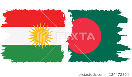 Bangladesh and Kurdistan grunge flags connection vector 124472864